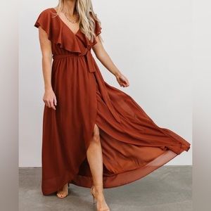 (Rust color) Katya Ruffle Maxi Dress (Baltic Born)
